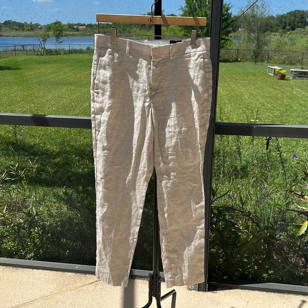 H&M LINEN PANTS 30R slim fit nwot
